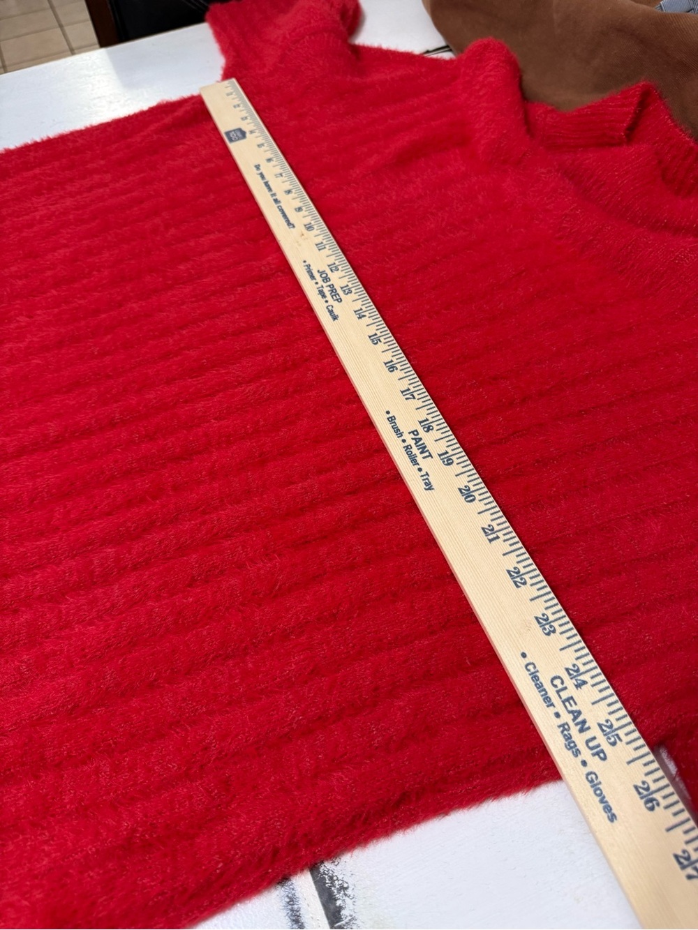 Jessica Simpson Red Fuzzy Eyelash Sweater | Mock Neck | Cozy Plush Knit | Size L - Picture 9 of 10